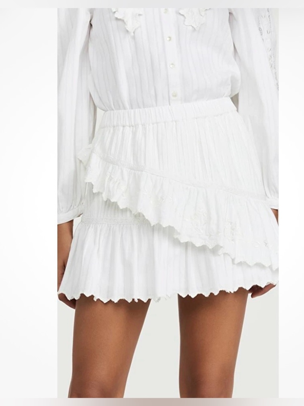 LoveShackFancy Madrid Ruffle Mini Skirt Small White Coquette Feminine Dainty